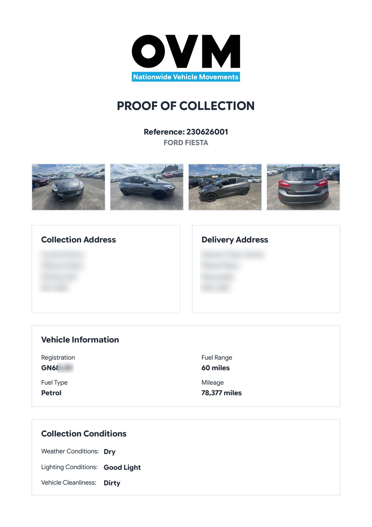 Digital proof of collection and proof of delivery on a completed job